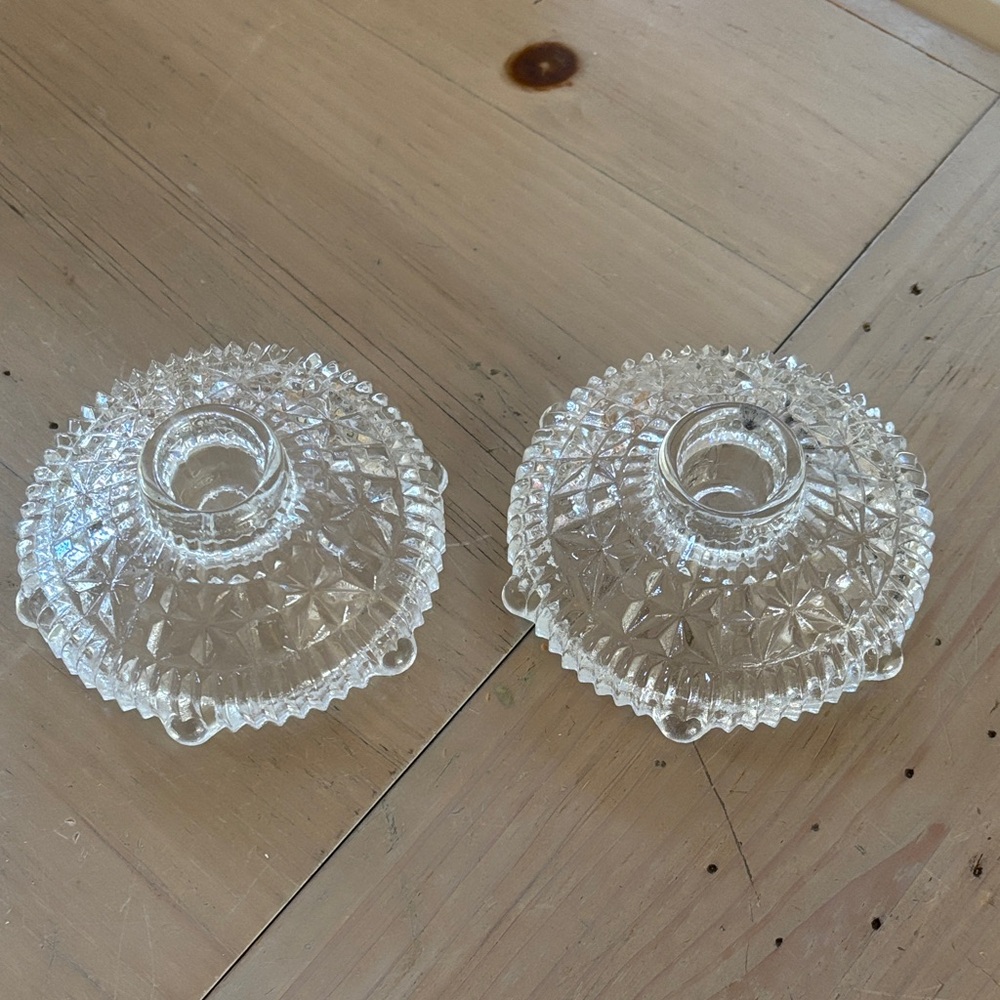 Vintage Anchor Hocking Stars and Bars Candle Holders